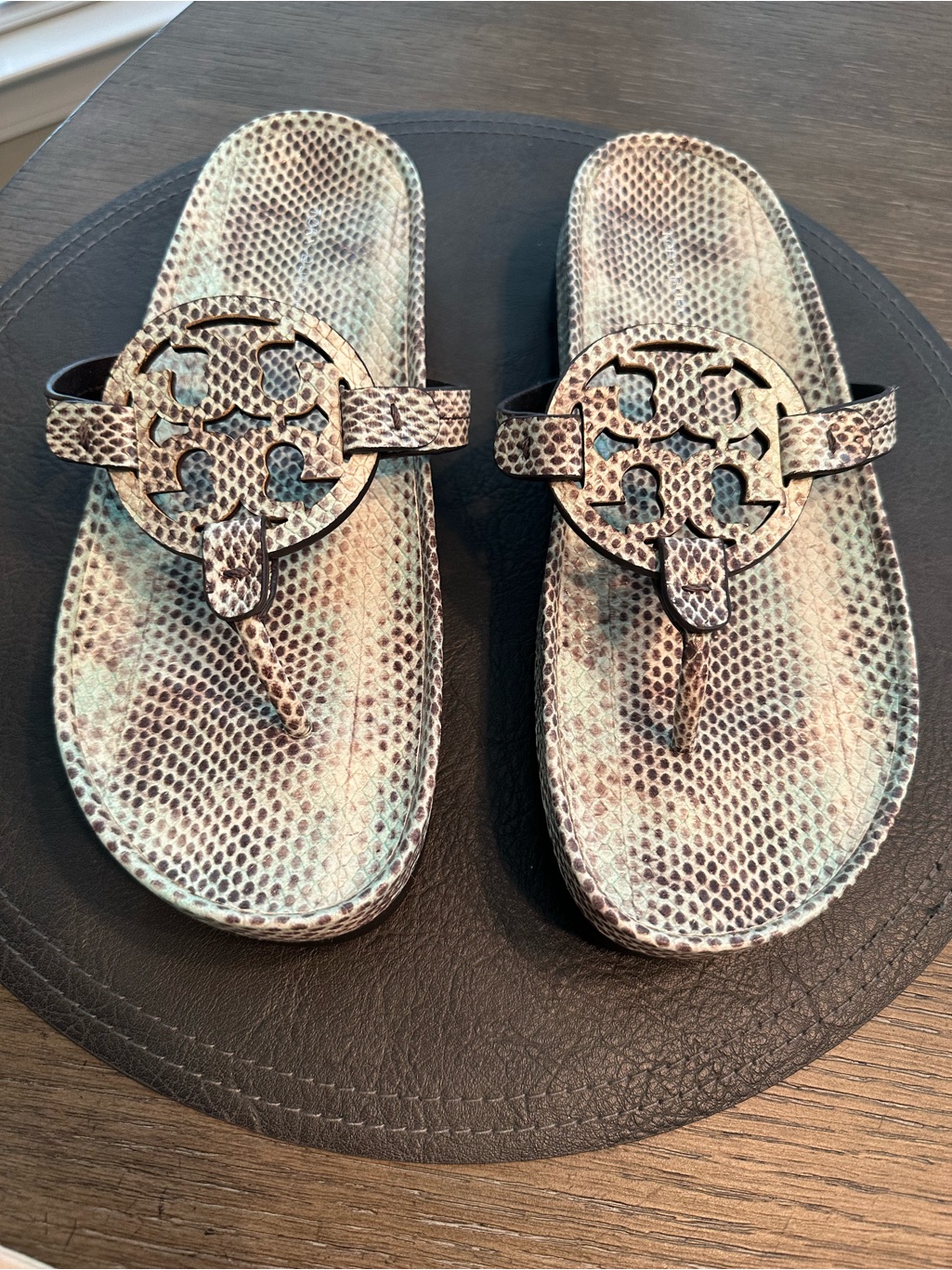 Nwot Tory Burch Miller Lug Snake-Print/Multi-Colored Sandals